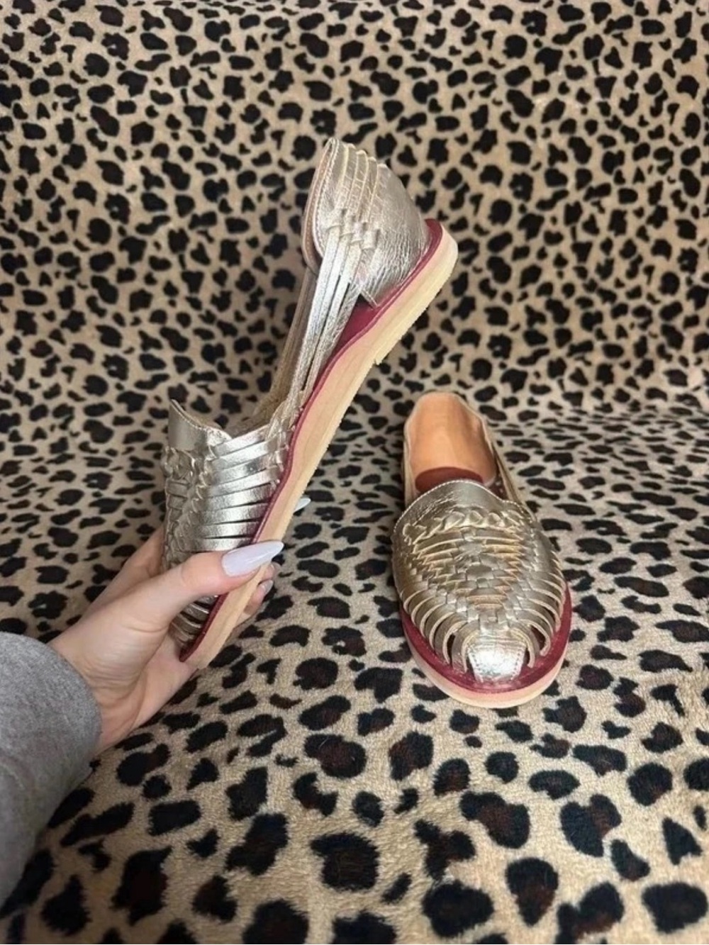 Woven Metallic Gold Women's Moccasin Flats